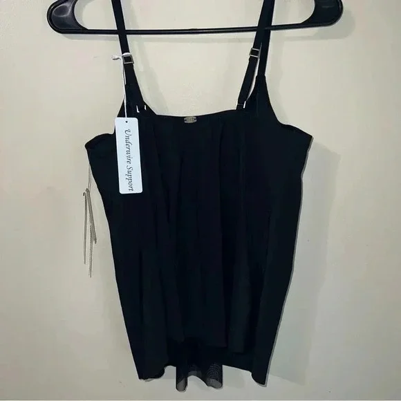Amoressa by Miraclesuit Farrah Black Tankini Swim Top size 6 NWT - Picture 4 of 5